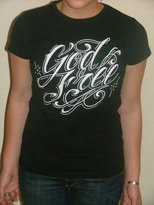 Image of HEXED GOD FREE SCRIPT LADIES SHIRT