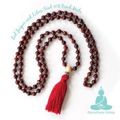 Image of YogaBe Gemstone Mala Necklace - Red Jasper & Lotus Seed