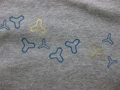 Image of grey marle organic cotton baby t-shirt with turquoise and gold textile vinyl print