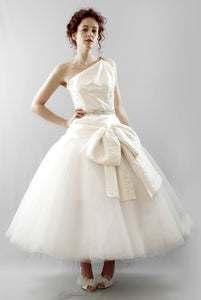 Image of Astor - Hand woven silk and tulle asymmetric gown