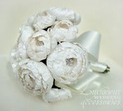 Image of White Aisle Silk Brooch Bridal Bouquet