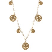 Image of Lace Casting on Chain w. Faceted Settings, Gold Fill & Vermeil