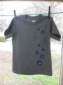 Image of grey marle organic cotton infants t-shirt with turquoise textile vinyl print