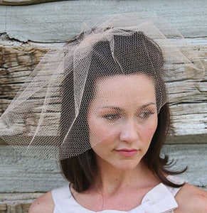 Image of Sofia- angled blusher birdcage veil