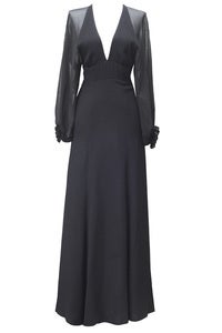 Image of Vintage Ossie Clark Capelet Black Crepe Maxi Dress