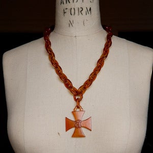 Image of Tortoise shell Maltese Cross and Chain