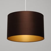 Image of Chocolate brown silk lampshade with gold lining / Brown lampshade with gold lining