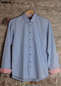 Image of Blue Stripe Contrast Shirt