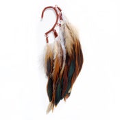Image of Ear cuff with burnt red rooster feathers