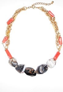 Image of Pink Coral and Black Agate Necklace 