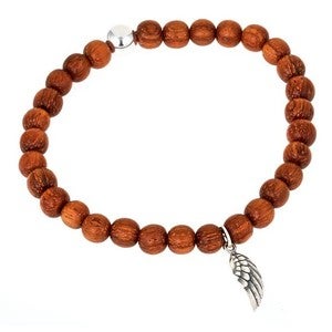 Image of Angel Wing & Bayong Wood Bead Bracelet