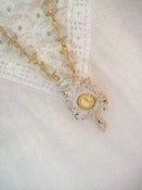 Image of Gold & White Vintage Cuckoo Clock Necklace