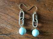 Image of Chunky Chain Earring with Turquoise