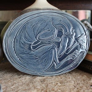 Image of Oval sleeping Greyhound 6x9" tile