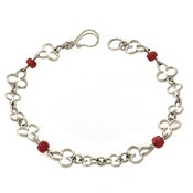 Image of Fleur De Lis Bracelet w. Ruby, Sterling Silver