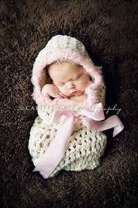 Image of Cream and Pink Snuggle Baby Cocoon