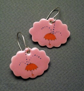 Image of Cloud-Shaped Parasol Earrings in Bubblegum Pink