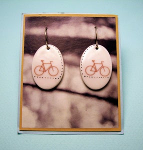 Image of Lovely Day For A Spin Porcelain Bicycle Earrings