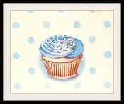 Image of classic buttercream frosted cupcake blue mini print