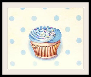 Image of classic buttercream frosted cupcake blue mini print