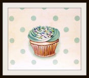 Image of classic buttercream frosted cupcake green mini print