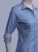Image of Blue Grid / White w Orange Grid