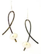 Image of Crossed Loop Earrings with hand-fabricated bead