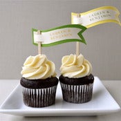 Image of Lemon and lime personalized cupcake flags or cake toppers (set of 16)