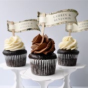 Image of Personalized map banner cupcake flags or cake topper (set of 15)