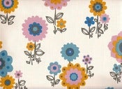 Image of Vintage 70s Blue Scandi Style Flower Wallpaper, price is per Metre
