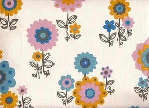 Image of Vintage 70s Blue Scandi Style Flower Wallpaper, price is per Metre