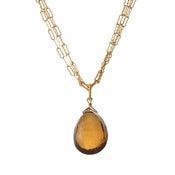 Image of Large Gem Necklace on Triple Chain, Vermeil