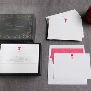 Image of Letterpress Hearts Deluxe Stationery Set