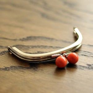 Image of Purse Frame : Coral Bauble : 4" x 2 3/4" Curved