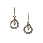 Image of Small Teardrop Earrings w. Stone, Sterling Silver