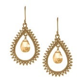 Image of Medium Teardrop Earrings w. Stone, Vermeil