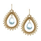 Image of Large Teardrop Earrings w. Stone, Vermeil