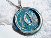Image of Aqua Wax Seal Pendant Necklace By Ritzy Misfit