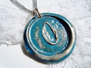 Image of Aqua Wax Seal Pendant Necklace By Ritzy Misfit