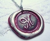 Image of Fushia Wax Seal Pendant Necklace