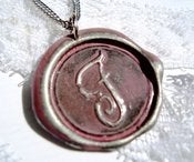 Image of Dusty Rose Wax Seal Pendant Necklace