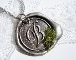 Image of Classic Wax Seal Pendant with Faux Moss Embellishment