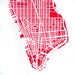Image of Pink Silk-Screen Printed Map of NYC