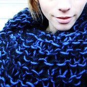 Image of Super chunky mohair scarf: black with royal blue