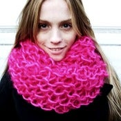 Image of Super chunky mohair scarf: pink mohair w/ hot pink
