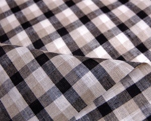 Image of Lin fin carreaux  blanc, beige & noir. Sold out.