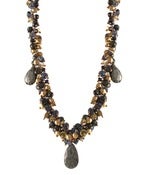 Image of Vine Necklace w. Large Briolettes, Gold Fill & Vermeil w. Stones