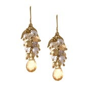 Image of Medium Vine Earrings w. Stones, Vermeil