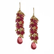 Image of Long Vine Earrings w. Stones, Vermeil 