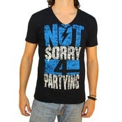 Image of **ON SALE** NOT SORRY 4 PARTYING Men's V Neck in Black / White